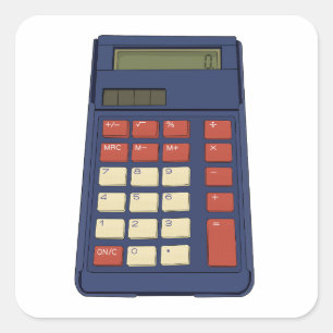 80er 90er Taschenrechner Mathe Schule Nostalgie Quadratischer Aufkleber