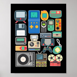 80er 90er Videospiel Retro Vintage Clic Arcade Poster
