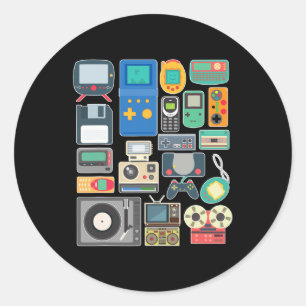 80er 90er Videospiel Retro Vintage Clic Arcade Runder Aufkleber