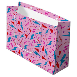 80er 90s Memphis-Stil geometrisch Rosa Große Geschenktüte