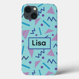 80er 90s Memphis Style Blue Individuelle Name Case-Mate iPhone Hülle