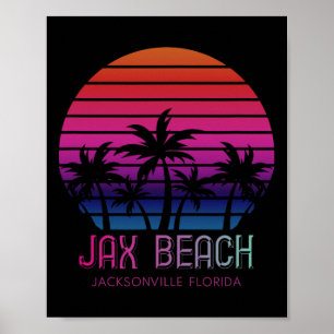 80er 90s Retro Colors Jacksonville Florida Urlaub Poster