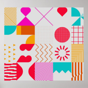 80er-90s Trendy Geometric Background Poster