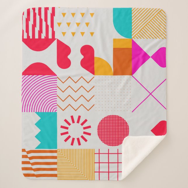 80er-90s Trendy Geometric Background Sherpadecke (Vorderseite)