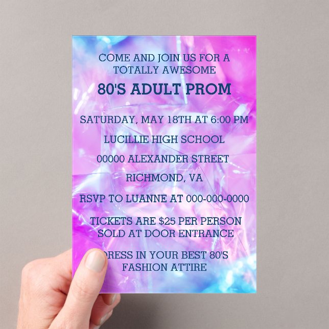 80er Adult Prom Acryleinladungen (Insitu (Handheld))