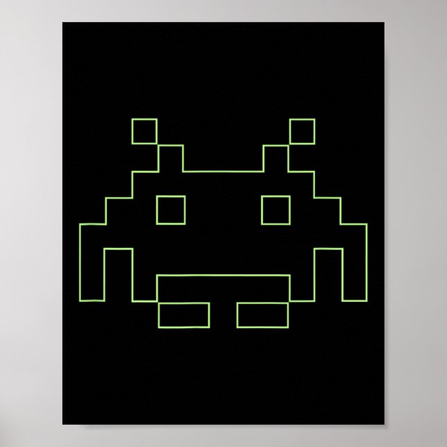 80er Arcade Game Retro Space Alien Invaders Gamer Poster (Vorne)