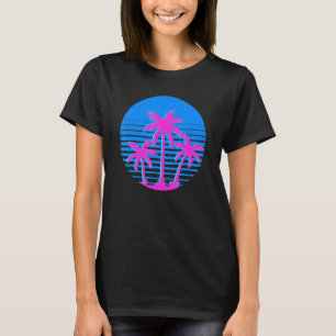 80er Art Tropical Summer Vibes Coconut Palm Trees T-Shirt