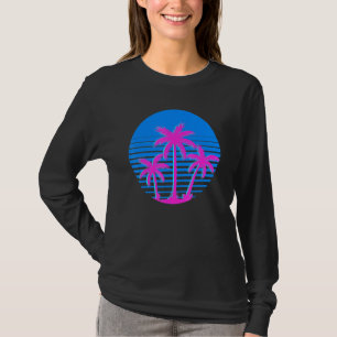 80er Art Tropical Summer Vibes Coconut Palm Trees  T-Shirt