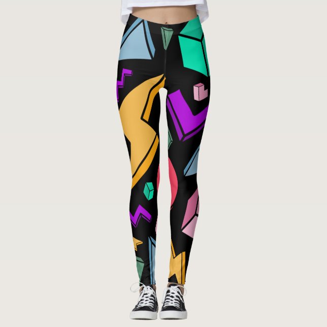80er Ästhetische Vintag Retro Leggings (Vorderseite)