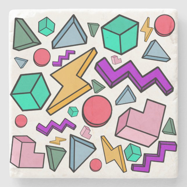 80er Ästhetische Vintag Retro Steinuntersetzer (Vorderseite)