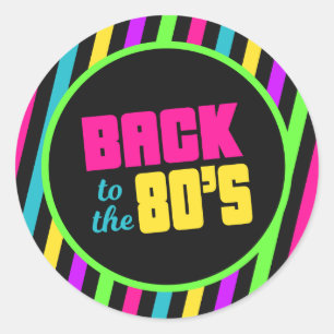 80er-Aufkleber, Neon-80er-Party-Dekorationen Runder Aufkleber