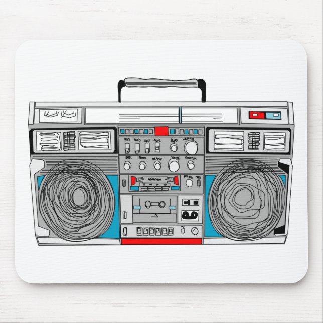 80er boombox Illustration Mousepad (Vorne)