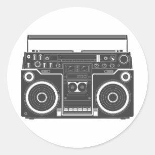 80er Boombox Runder Aufkleber