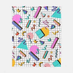 80er Bright Checkered: Vintag Geometrisch. Fleecedecke