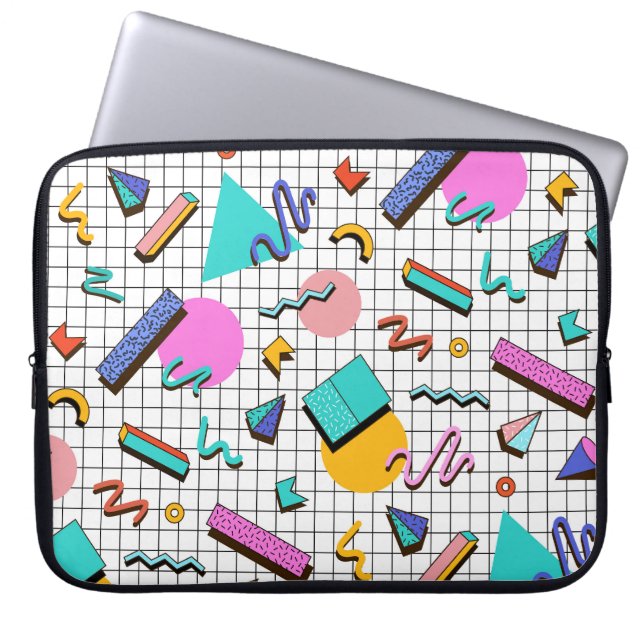 80er Bright Checkered: Vintag Geometrisch. Laptopschutzhülle (Vorderseite)