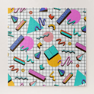 80er Bright Checkered: Vintag Geometrisch. Puzzle