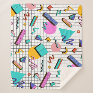 80er Bright Checkered: Vintag Geometrisch. Sherpadecke