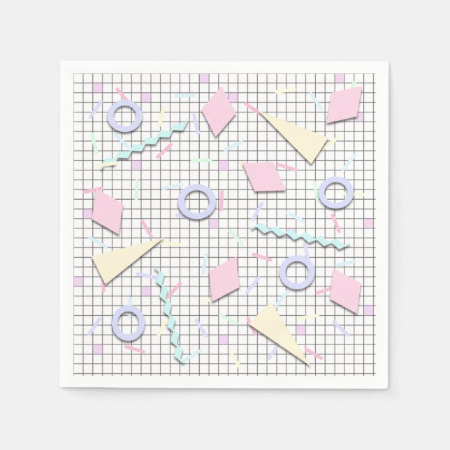 80er Candy Pastel Geo Print Napkins Serviette (Vorderseite)
