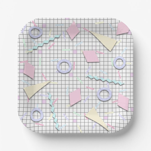 80er Candy Pastel Geo Print Teller (Vorderseite)