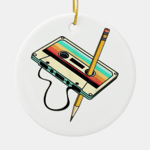 80er Cassette Tape Pencil 1980er Retro Vintag Thro Keramik Ornament