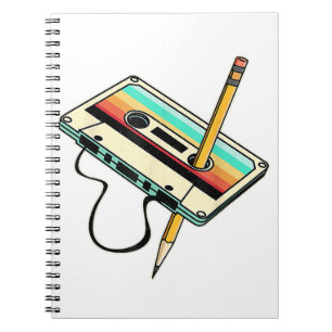 80er Cassette Tape Pencil 1980er Retro Vintag Thro Notizblock