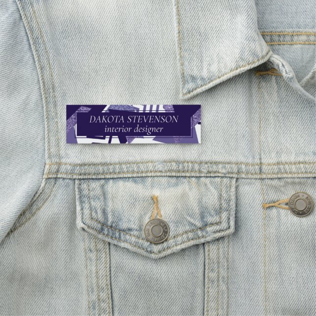 80er Cool Abstrakt | Lila Passionsformen Muster Namensschild (Beispiel)