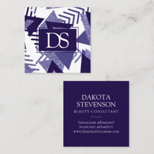 80er Cool Abstrakt   Monogram Lila Passionsformen Telefonnummerkarte