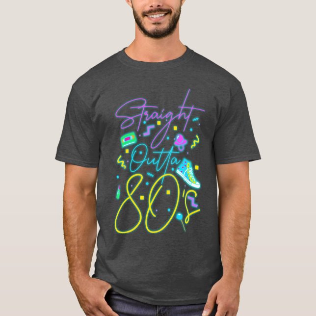 80er Cool Neon-Schild Geschenk T-Shirt (Vorderseite)