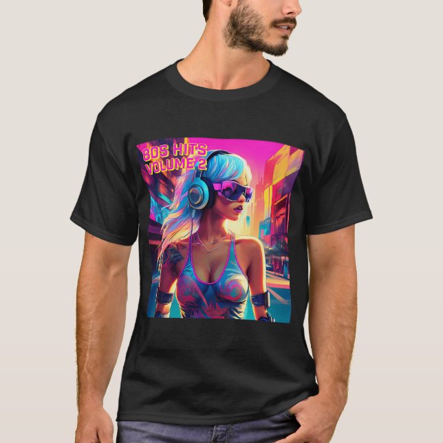80er Electronic Dance Music Plattenlabel T-Shirt (Vorderseite)