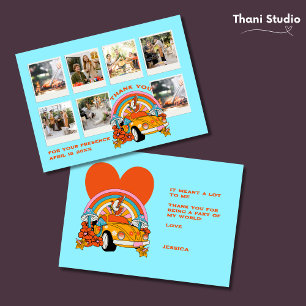 80er Flashback Vintag Retro Geburtstag Foto Blau Dankeskarte