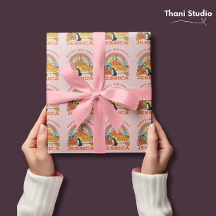 80er Flashback Vintag Retro Geburtstagspartei Pink Geschenkpapier