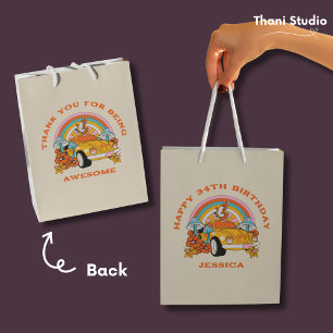 80er Flashback Vintag Retro Geburtstagsparty Beige Mittlere Geschenktüte