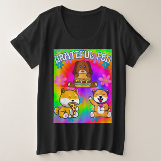 80er Funny Dog: "Dankbar Gefüttert" für Frauen Große Größe T-Shirt