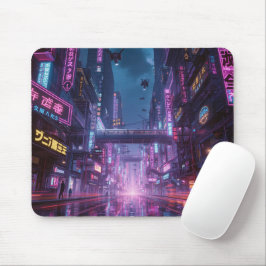80er Futuristische Neon-Stadtlandschaft Gaming-Mau Mousepad