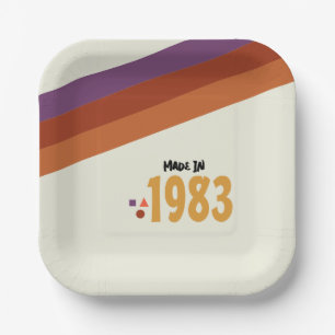80er Geburtstagsfeier, Hergestellt 1983 Retro Pappteller
