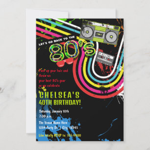 80er Geburtstagsfeier Retro Grunge Event Party Einladung