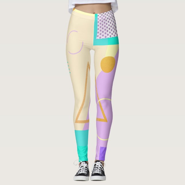 80er geometrisch funky Retromemphis Muster Legging Leggings (Vorderseite)