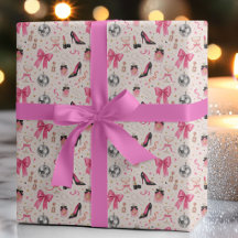 80er Glamour-Mode Geburtstags-Geschenkpapier