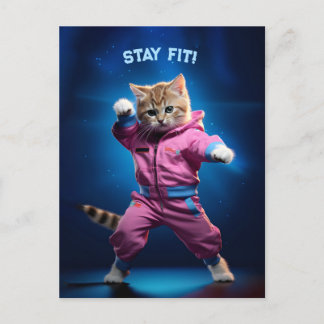 80er Gym Kitten Postkarte