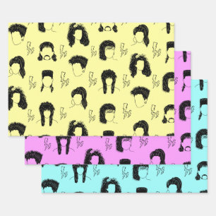 80er Hairstyles Geschenkpapier Set