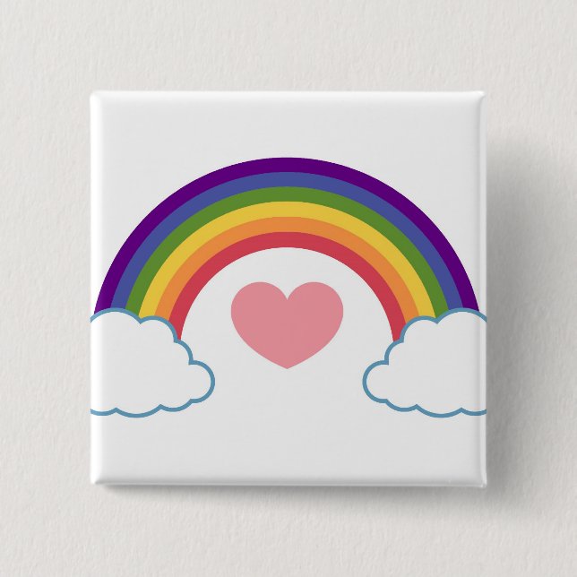 80er Herz & Regenbogen - Knopf Button (Vorderseite)