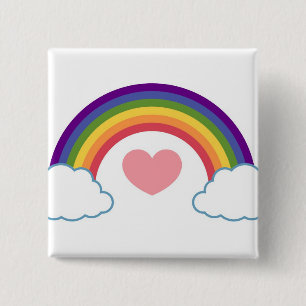 80er Herz & Regenbogen - Knopf Button