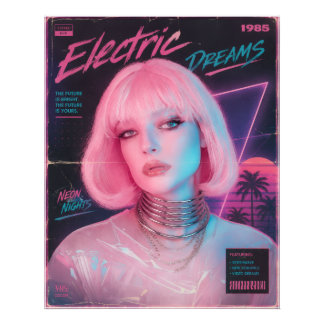 80er-Jahre-Ästhetik Synthwave Pink Fotodruck