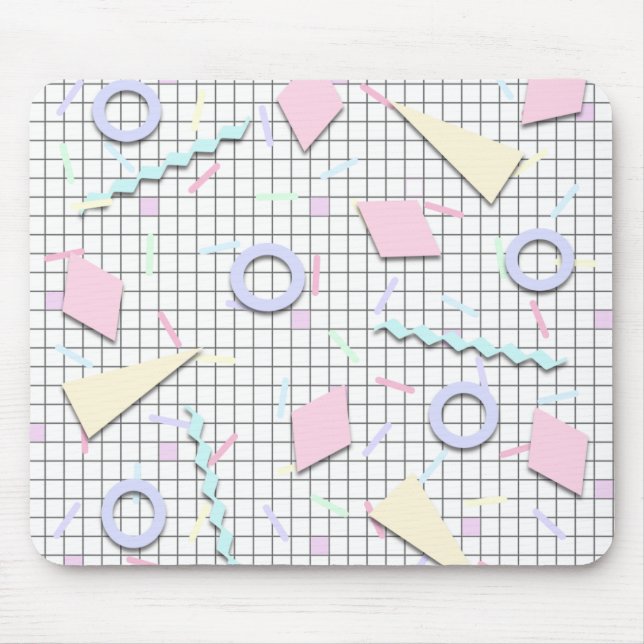80er Jahre Candy Pastell Geo Druck Mousepad (Vorne)
