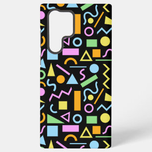 80er-Jahre-Formmuster Farbe auf Schwarz Samsung Galaxy Hülle