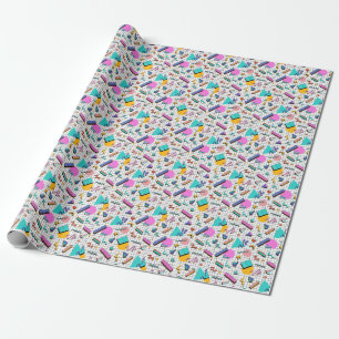 80er Jahre Helle Karos: Vintage-Geometrie. Geschenkpapier