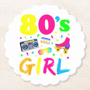 80er Jahre Mädchen Geburtstagsfeier Kostüm Retro V Untersetzer