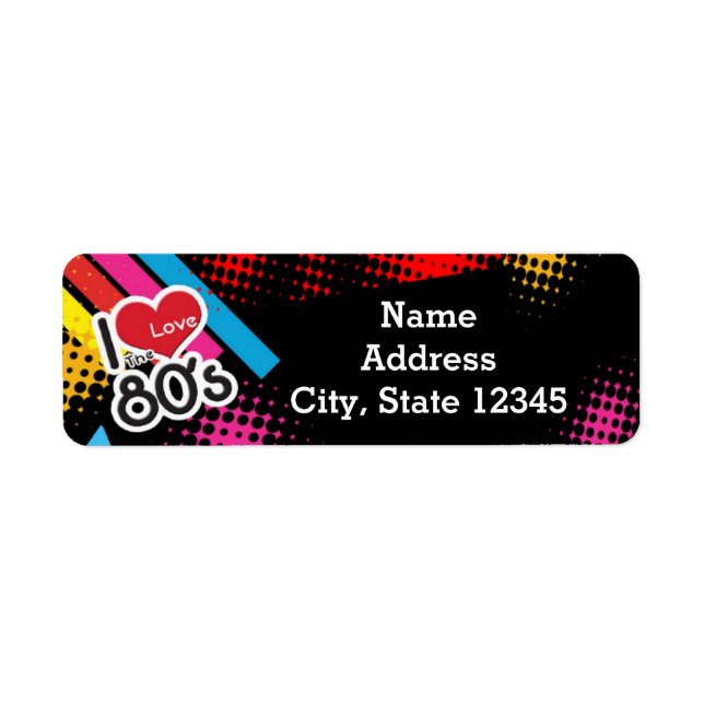 80er Jahre Party Retro Address Labels Sticker (Vorne)