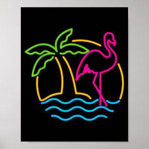 80er Jahre Vintage Miami Retro Neon Nk Flamingo Poster