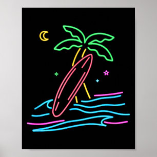 80er Jahre Vintage Surf Retro Stil Miami Surfer St Poster